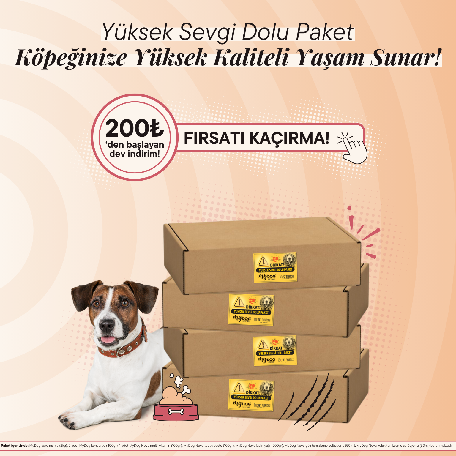 Yüksek Sevgi Dolu Paket Website Banner (Mobil/Köpek)