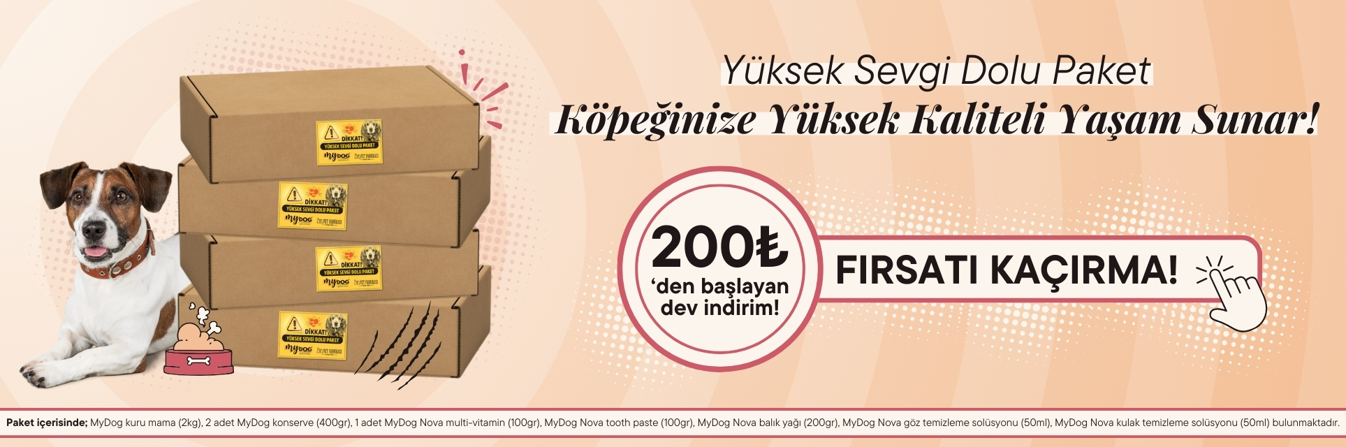 Yüksek Sevgi Dolu Paket Website Banner (Web/Köpek)