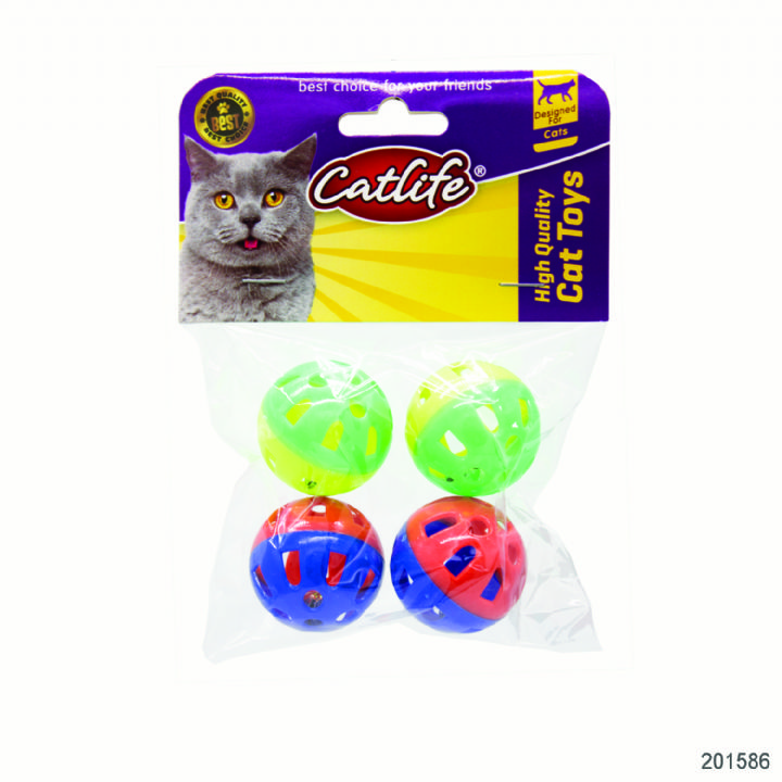 201586-CATLİFE  4'lü paket Zilli kedi oyuncağı -1