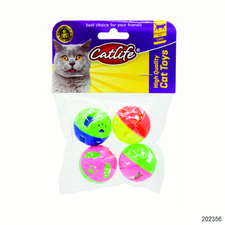 202356-CATLİFE 4'lü paket Zilli kedi oyuncağı -1