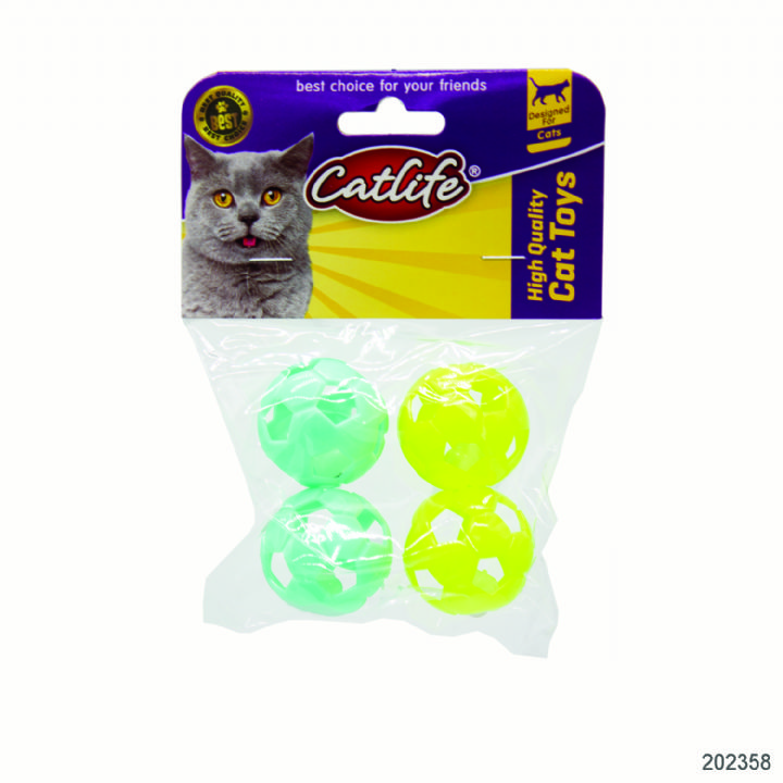 202358-CATLİFE   4'lü paket Zilli kedi oyuncağı-1
