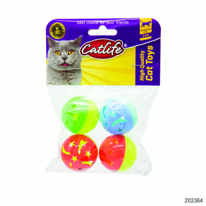 202364-CATLİFE  4'lü paket Zilli kedi oyuncağı -1