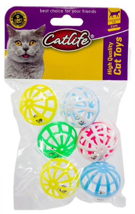 202467-CATLİFE 6'lı paket Zilli kedi oyuncağı -1