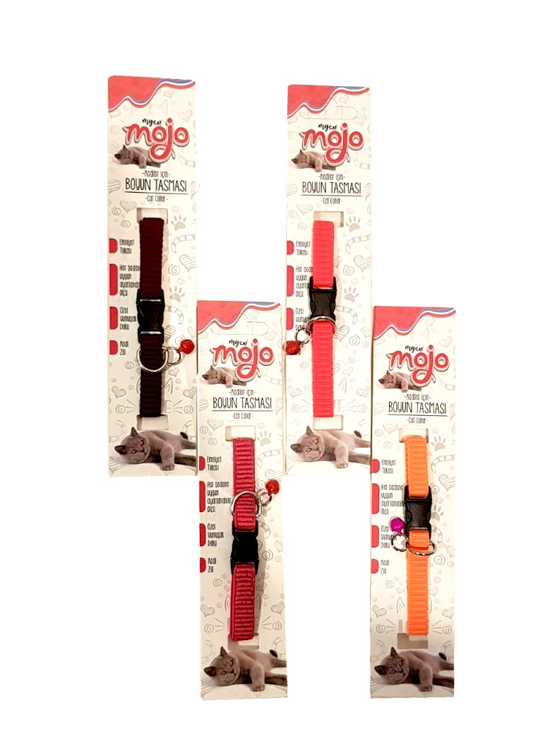 Mojo 3709 düz renk elastik kedi boyun tasması -1