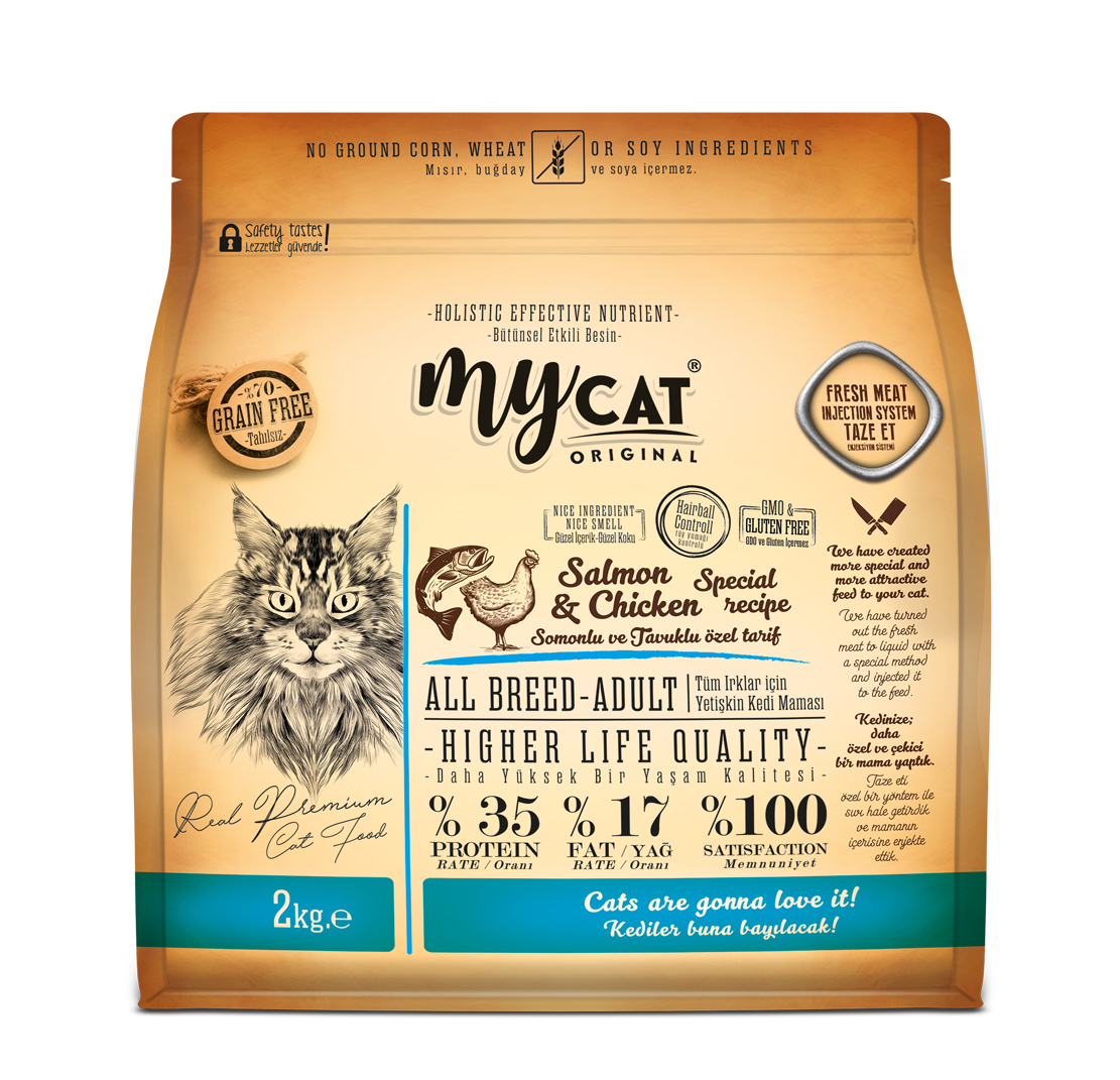 mycat low grain somonlu ve tavuklu all breed-tüm ırklar için kedi (2kg)-1