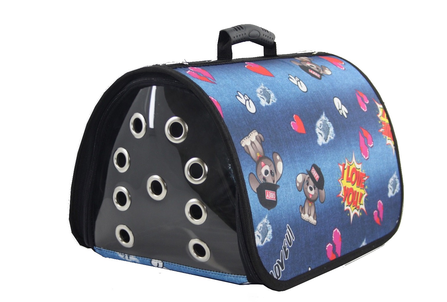sevimli köpek desenli kuş gözü flaybag taşıma çantası-1