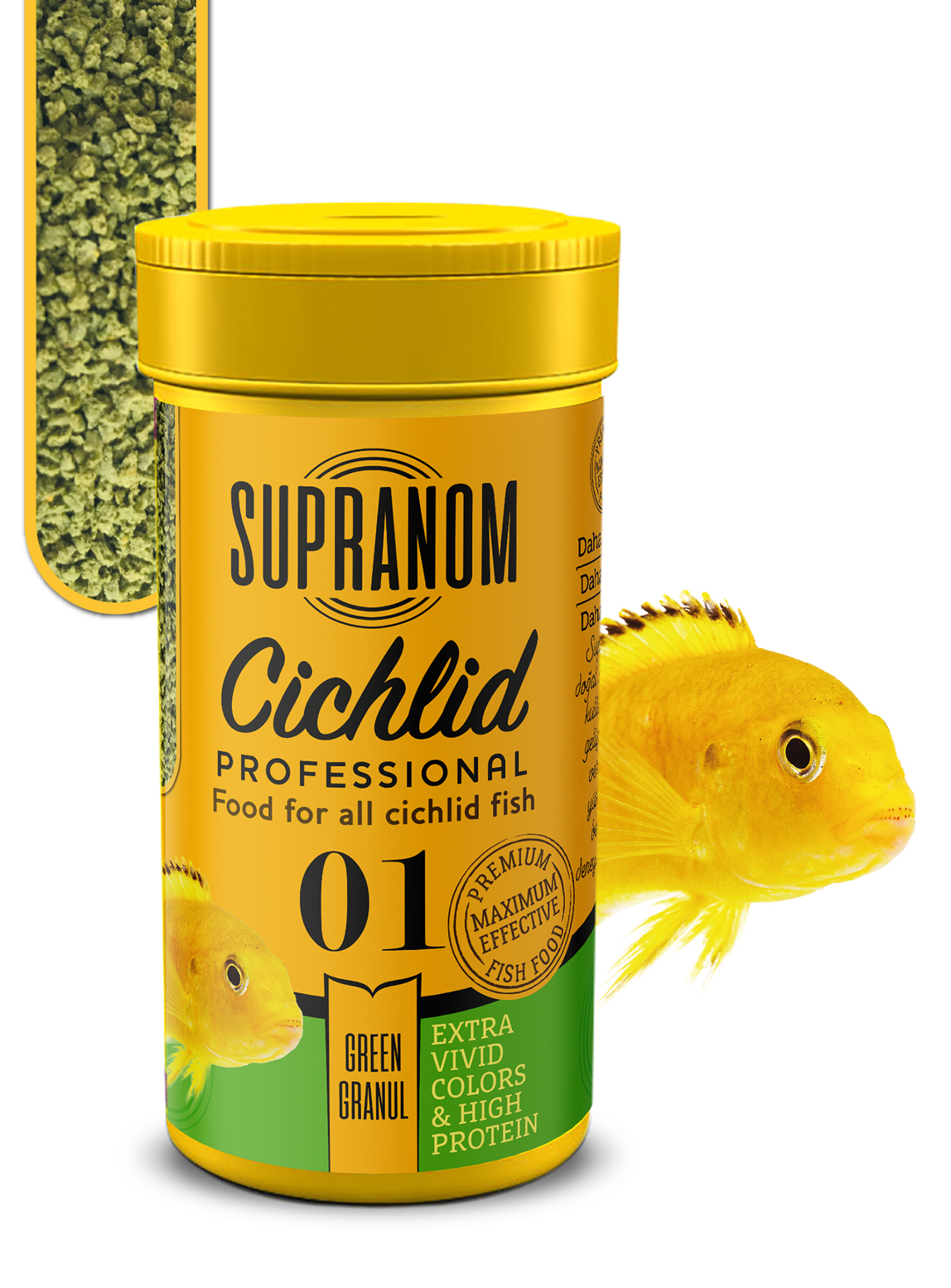 Supranom cichlid balık yemi green granul 100ml (01)-1