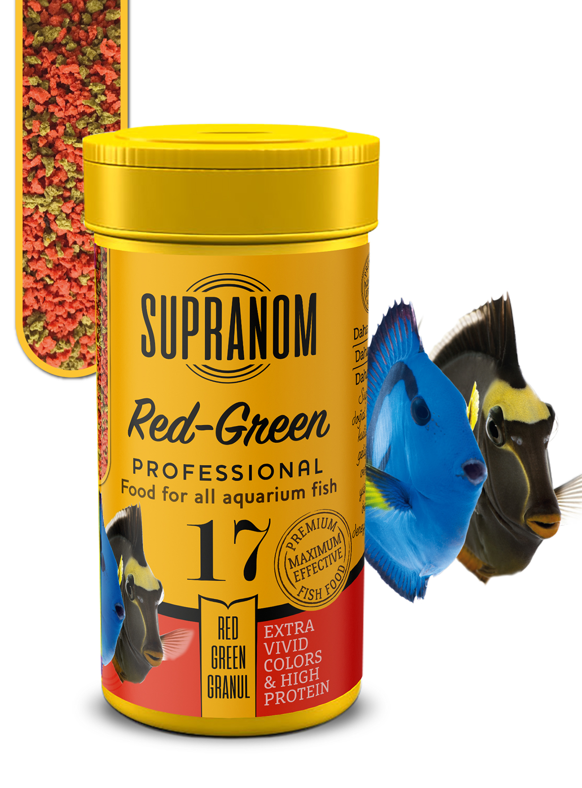 Supranom tuzlu ve tatlı su balıkları için yem red-green granul 100ml (17)-1