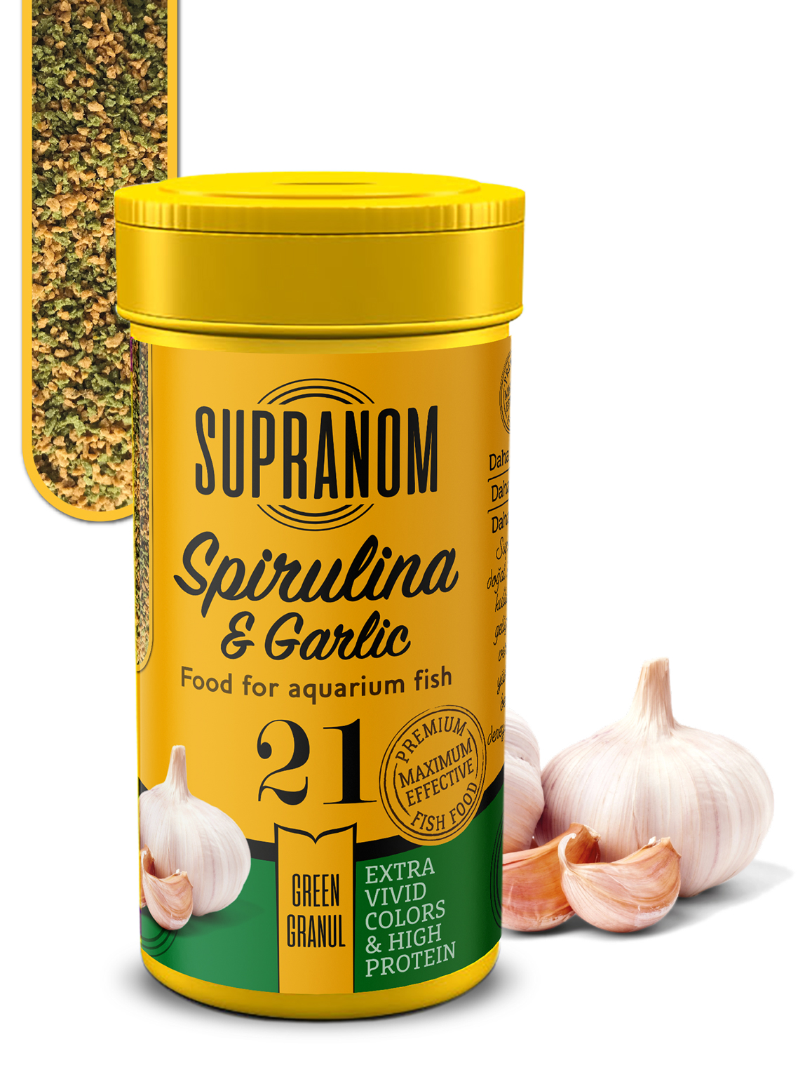 Supranom tüm balıklar için spirulina & garlic green granul 100ml (21)-1