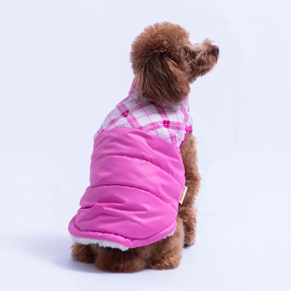 26106 Pembe Plaid Yelek L Beden-1