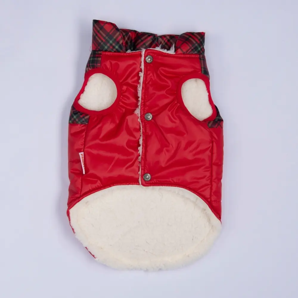 26152 Kırmızı Plaid Büyük Irk Yelek 6XL Beden-3