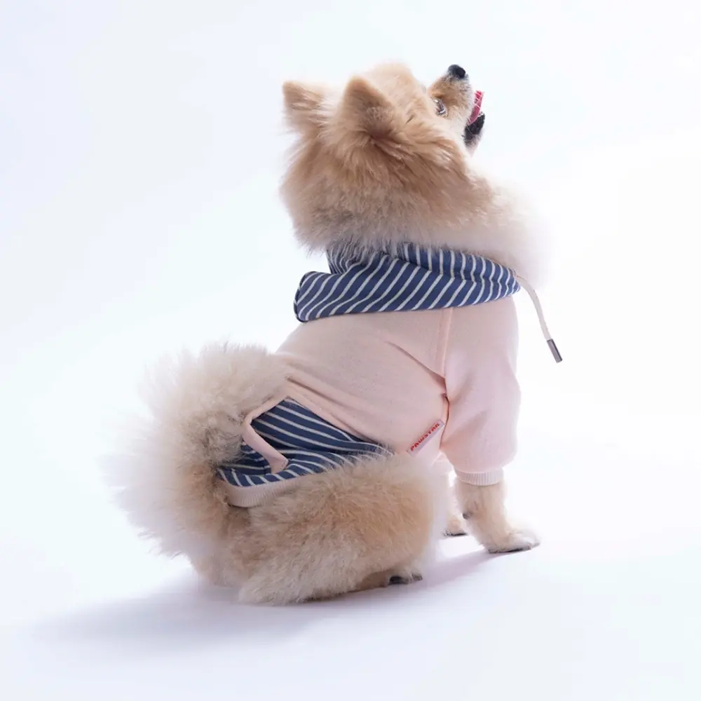 26724 Pembe Sera Stripe Hoodie M Beden KPAW-1