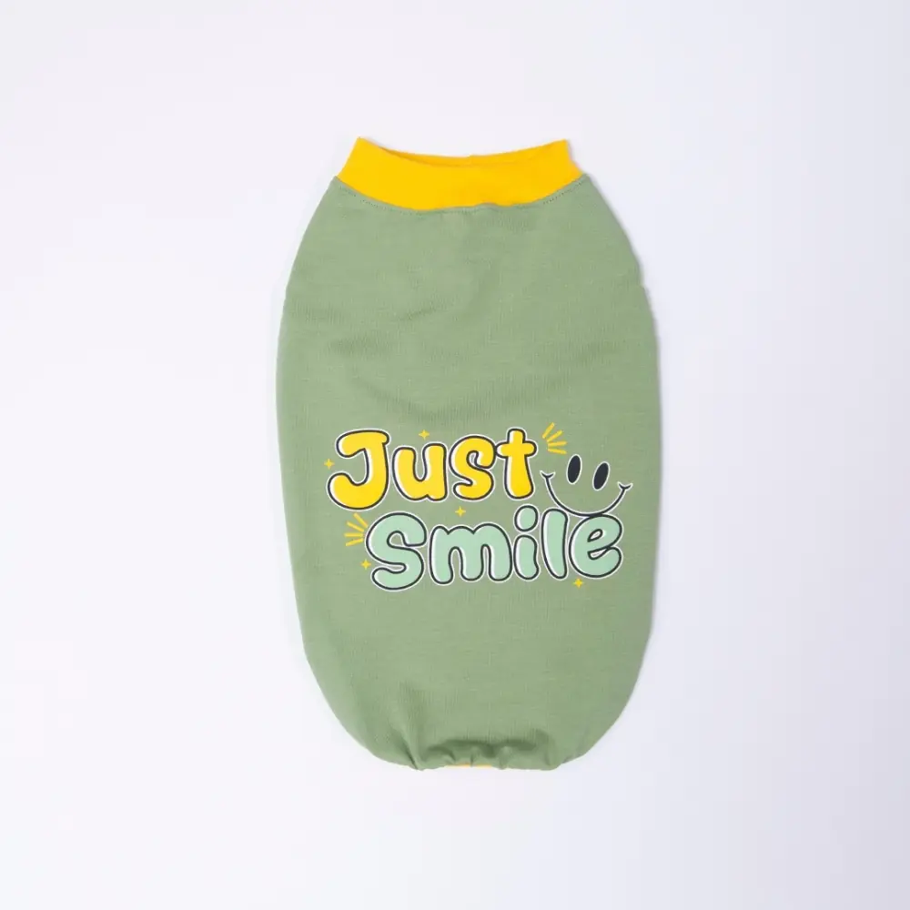 26823 Yeşil Just Smile Tişört L Beden YPAW-2