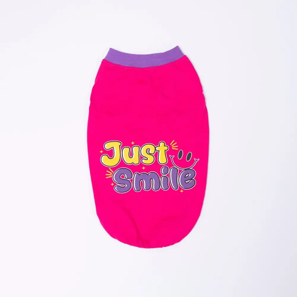 26824 Fuşya Just Smile Tişört M Beden YPAW-2