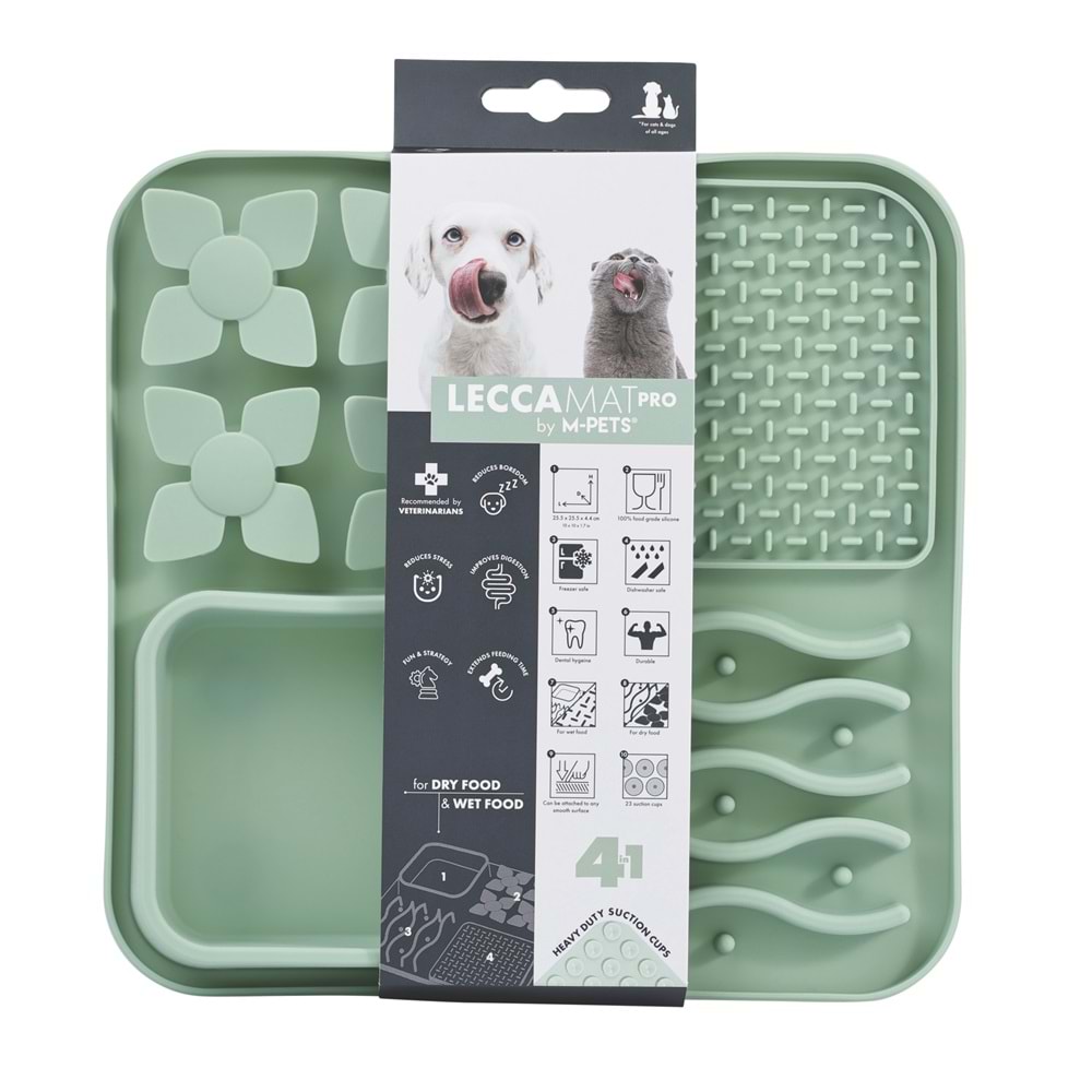 60569803 M-PETS LECCA PRO 4İN1 YAVAŞ BESLENME ve YALAMA MATI YEŞİL-1
