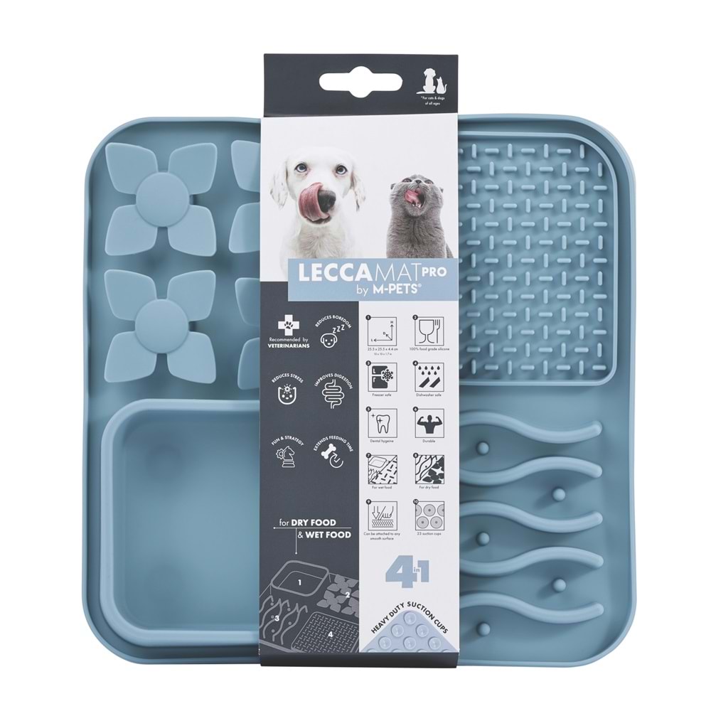 60569917 M-PETS LECCA PRO 4İN1 YAVAŞ BESLENME ve YALAMA MATI BLUE-1