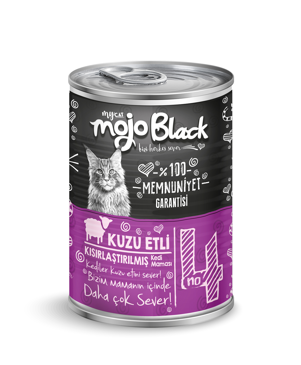 PF Mojo black chunk parça kuzu etli sterilised kedi konservesi 400 gr 6'lı-1