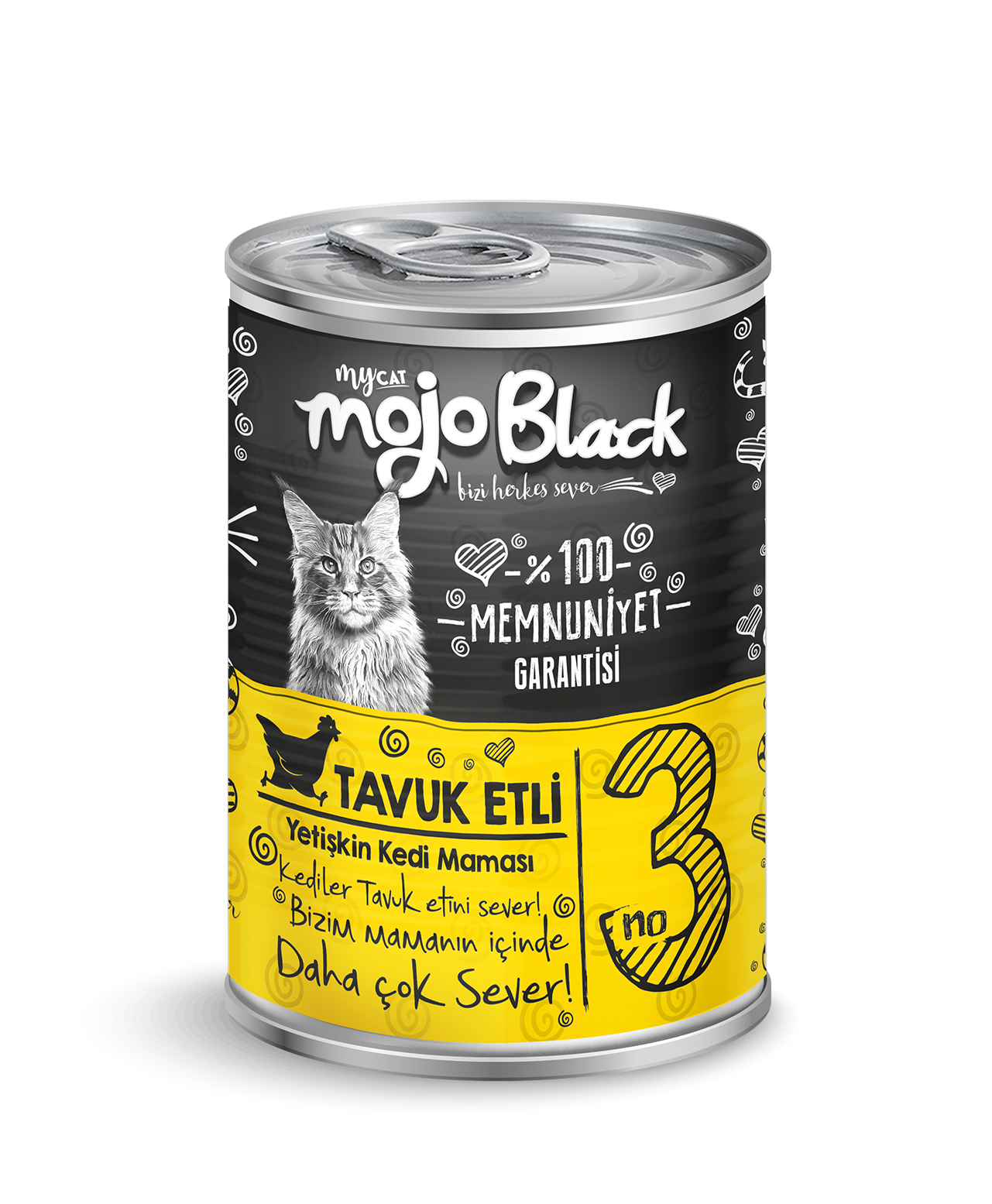 PF Mojo black chunk parça tavuk etli kedi konservesi 400 gr 6'lı-1