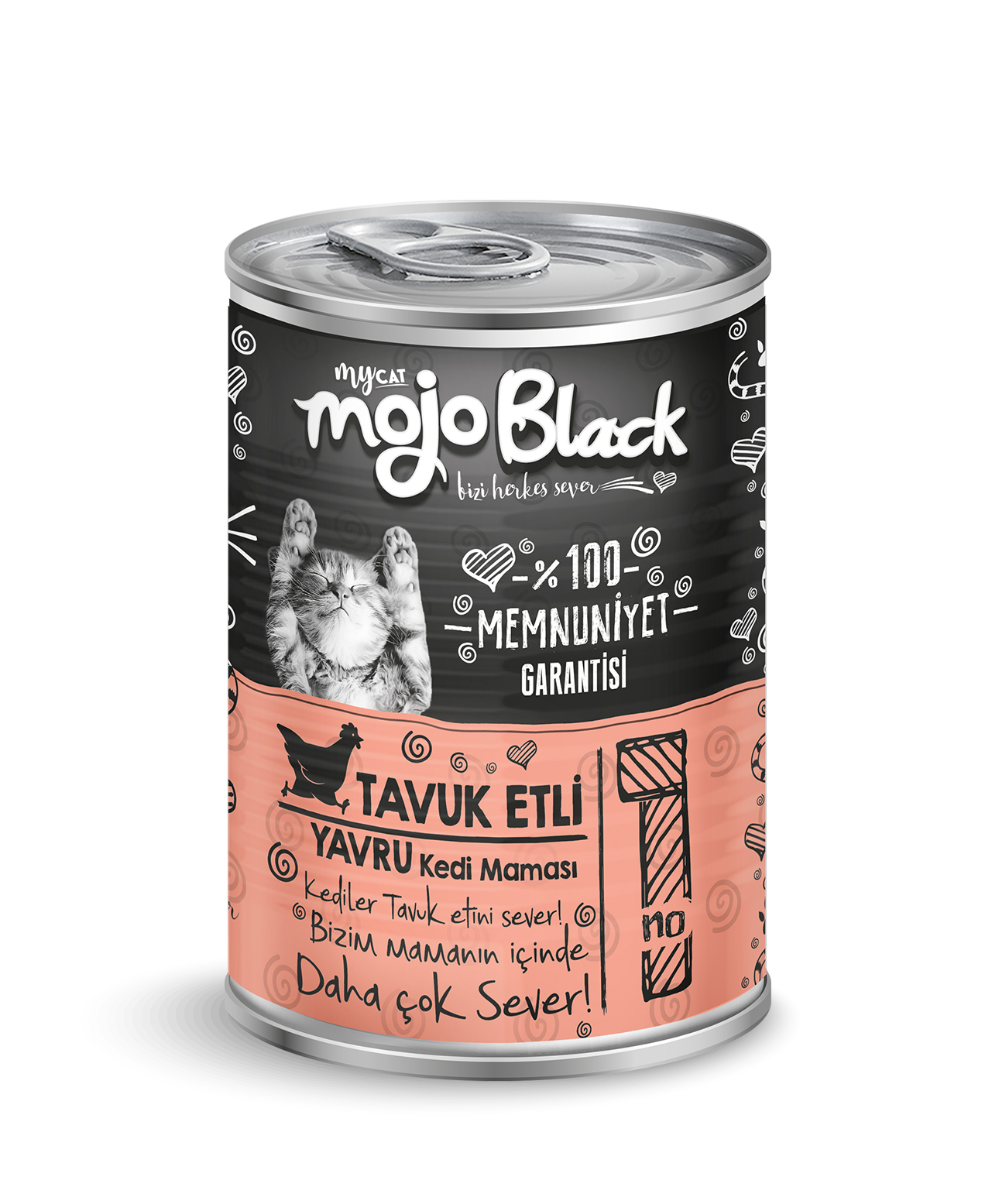 PF Mojo black chunk parça tavuk etli yavru kedi konservesi 400gr 6'lı-1