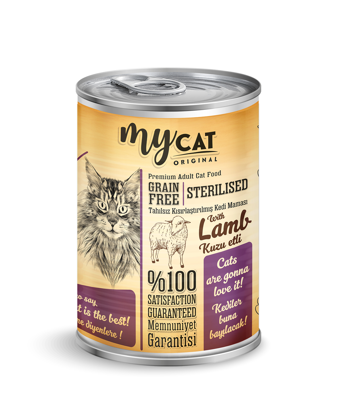 PF Mycat pate tahılsız sterilised kuzu etli kedi konservesi 400gr -1