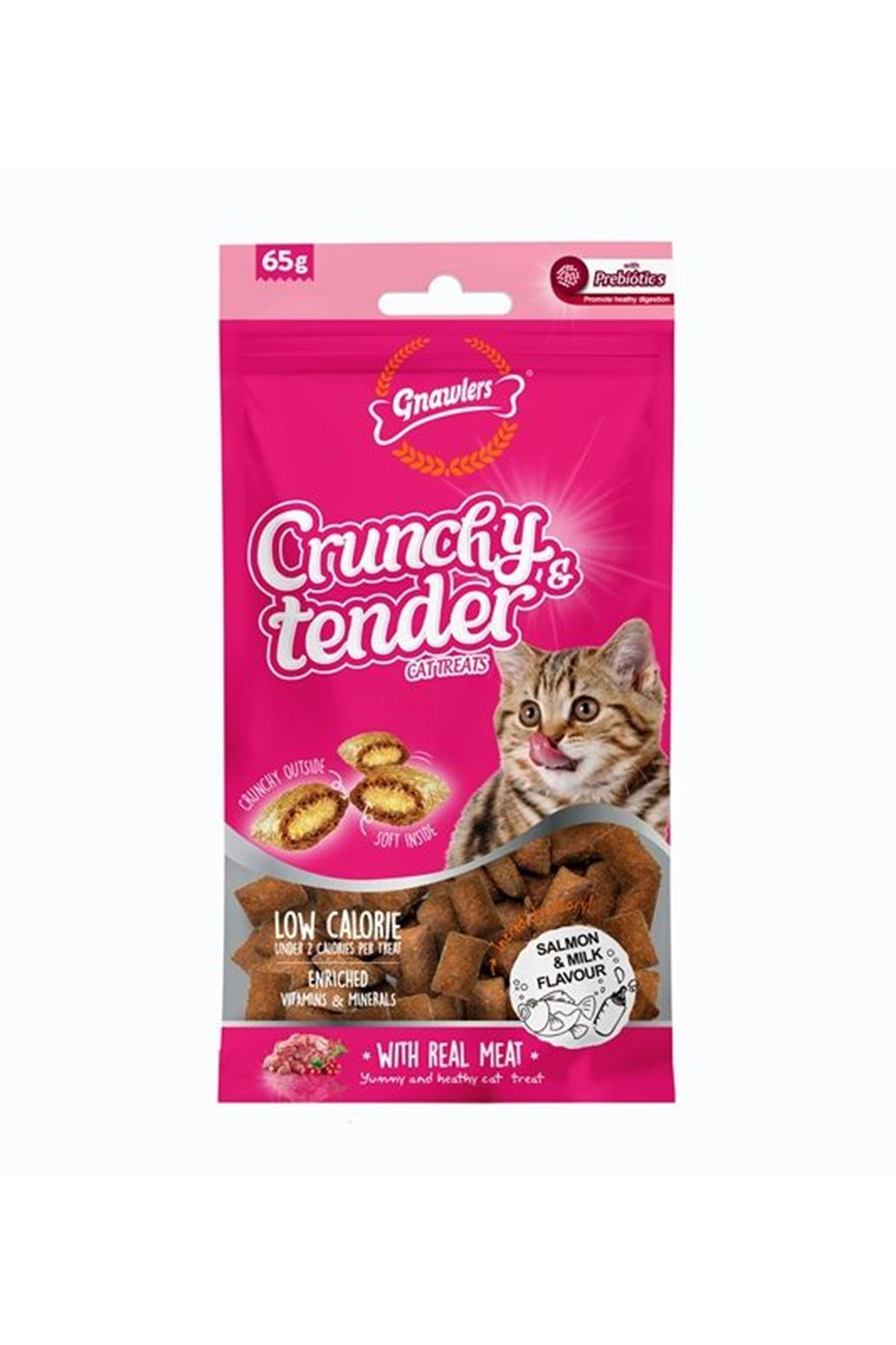 Crunchy Somonlu ve Sütlü Prebiotik Destekli Kedi Ödül Maması 65gr-1