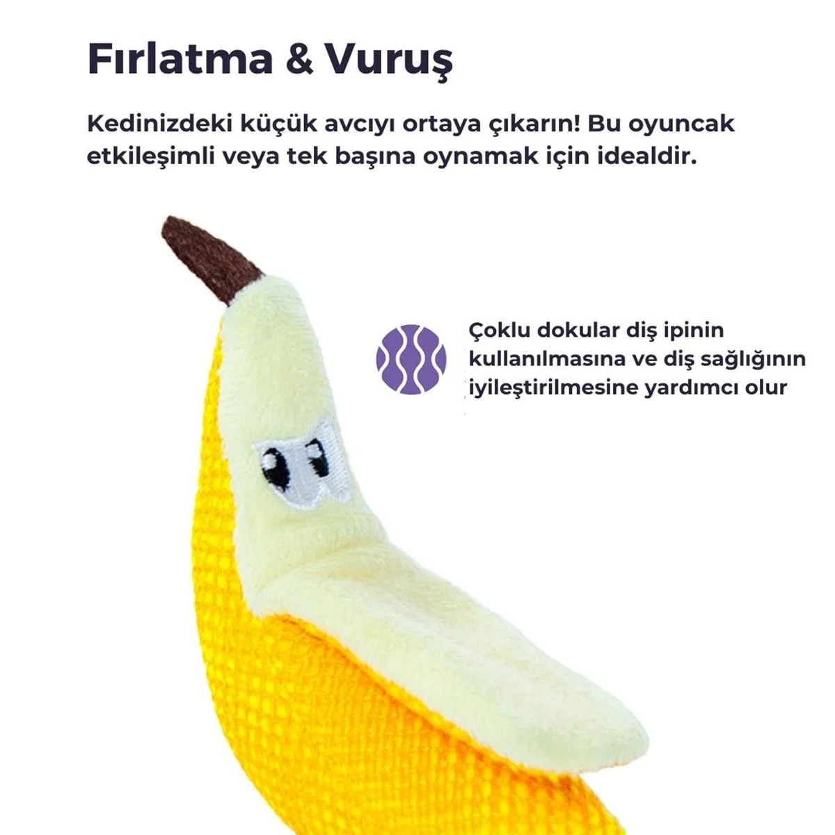 Dental Banana Cat Chew Toy Kedi Oyuncağı, Sarı - 67835M-4