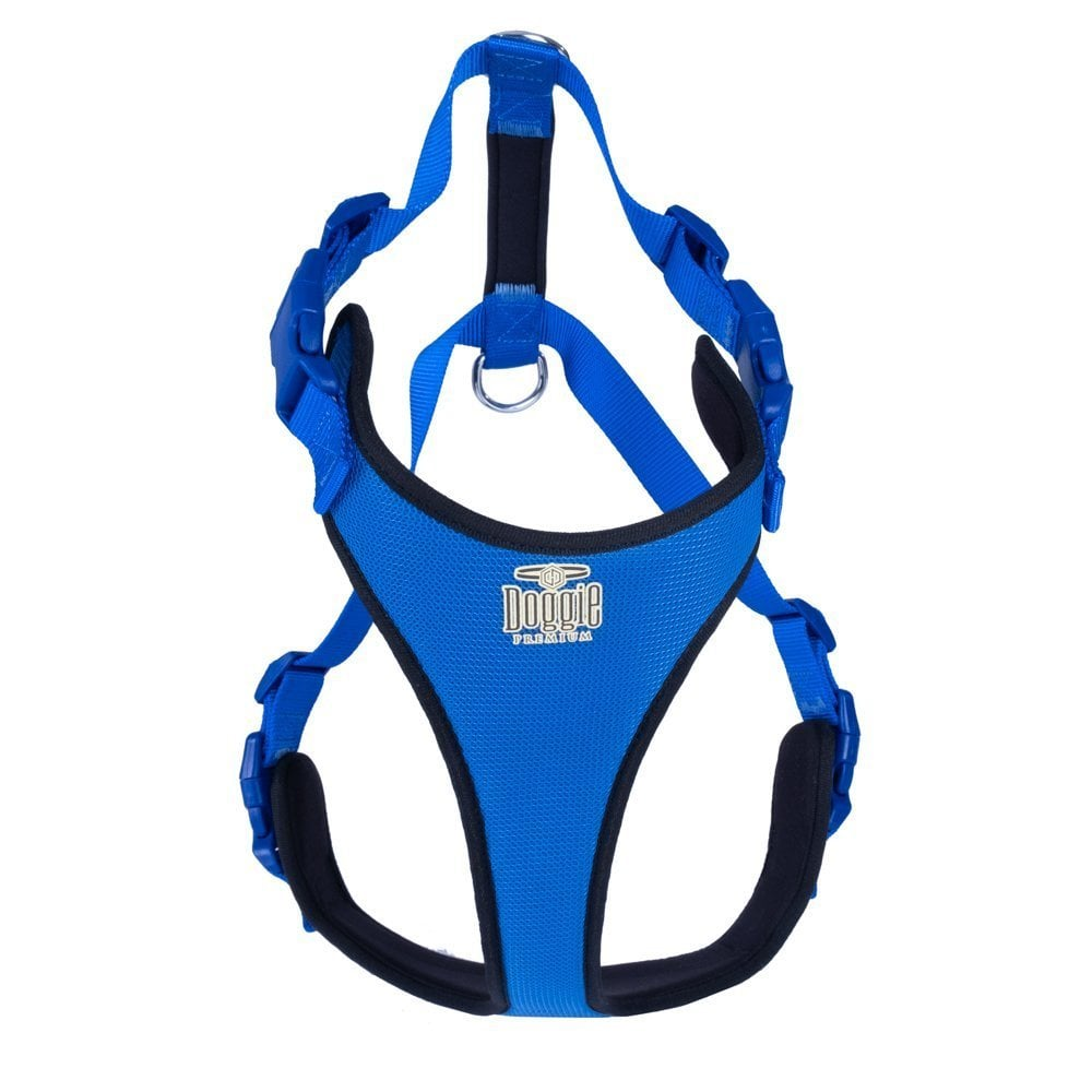 Havalı Dokumadan El Yapımı Köpek Göğüs Tasması 2XL-2x70-80cm - Mavi-2