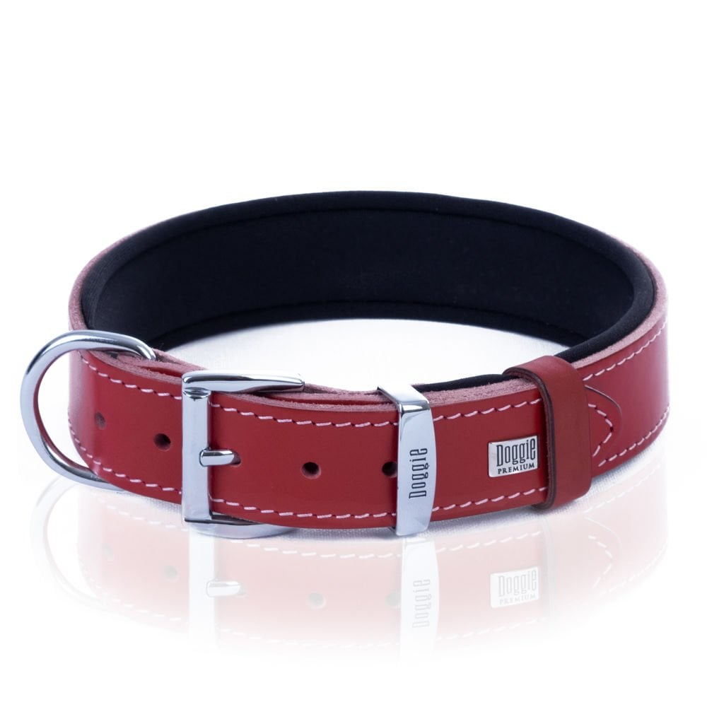 Konforlu Gerçek Deriden El Yapımı Köpek Boyun Tasması 3,5x57-65cm - Kırmızı-2