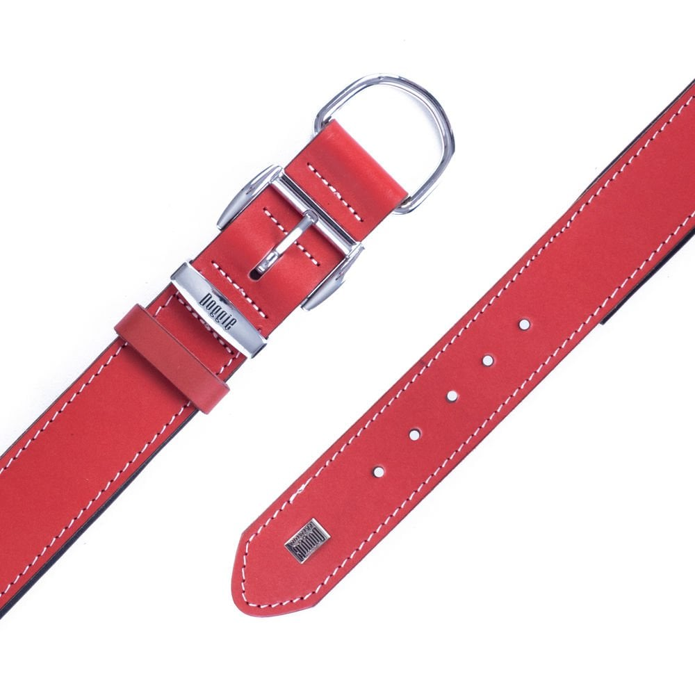 Konforlu Gerçek Deriden El Yapımı Köpek Boyun Tasması 3,5x57-65cm - Kırmızı-3