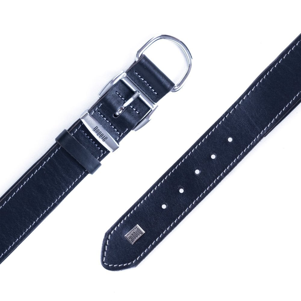 Konforlu Gerçek Deriden El Yapımı Köpek Boyun Tasması 3,5x57-65cm - Siyah-3