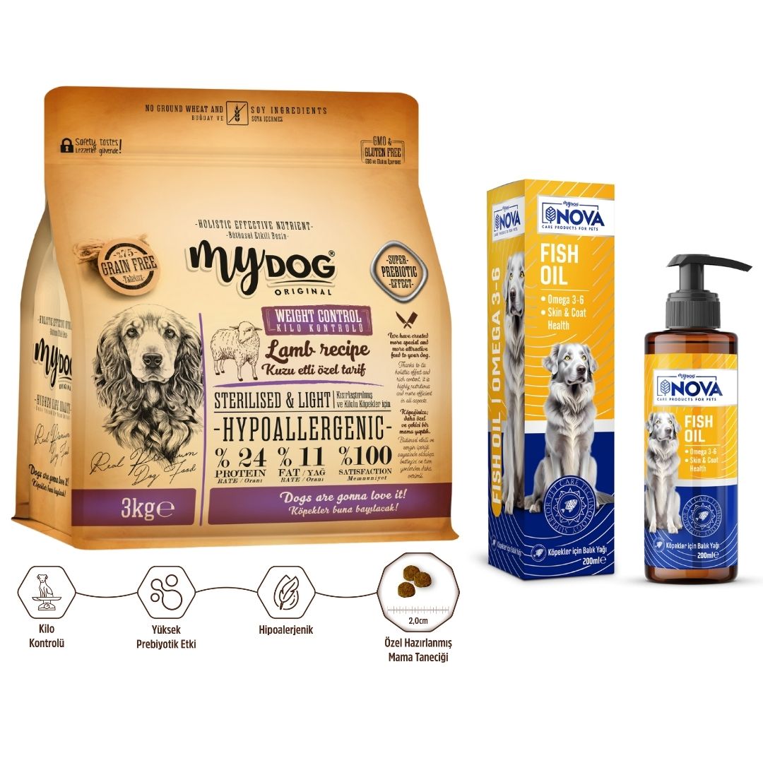 Kuzu Etli Diyet & Kısır Köpekler İçin Besleyici İkili Paketi-1