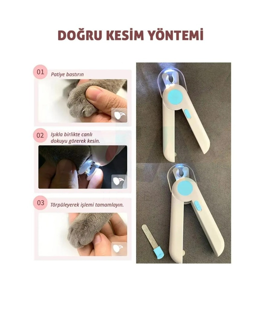 LED Işıklı Kedi Tırnak Makası Mavi -3