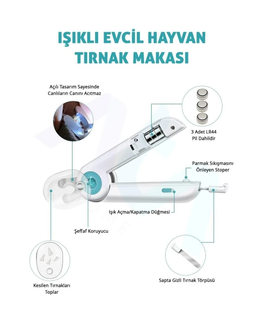 LED Işıklı Kedi Tırnak Makası Mavi -4