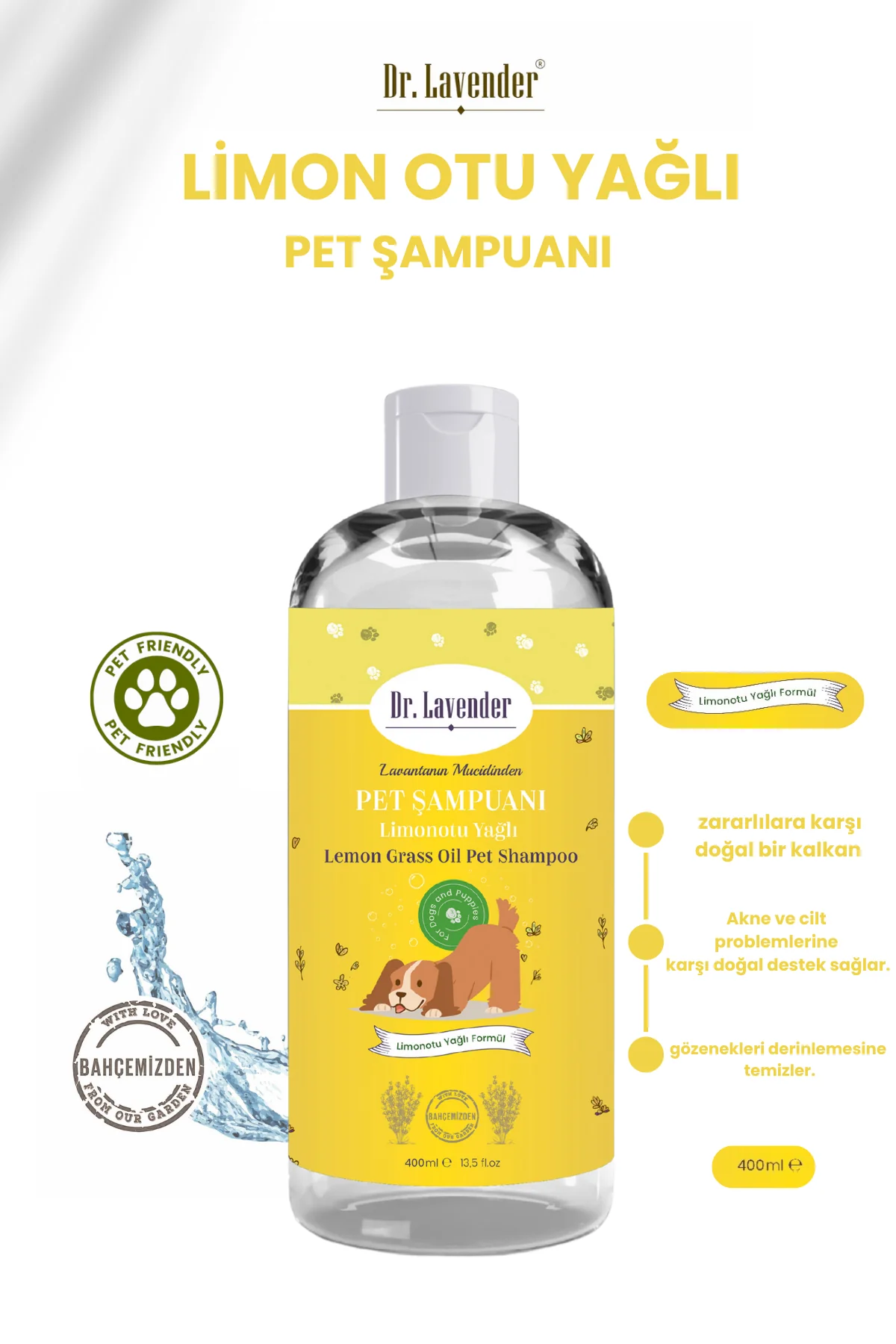 Limon Otu Yağlı Köpek Şampuanı 400 ml | Cilt Temizleyici & Zararlılara Karşı Koruma-1