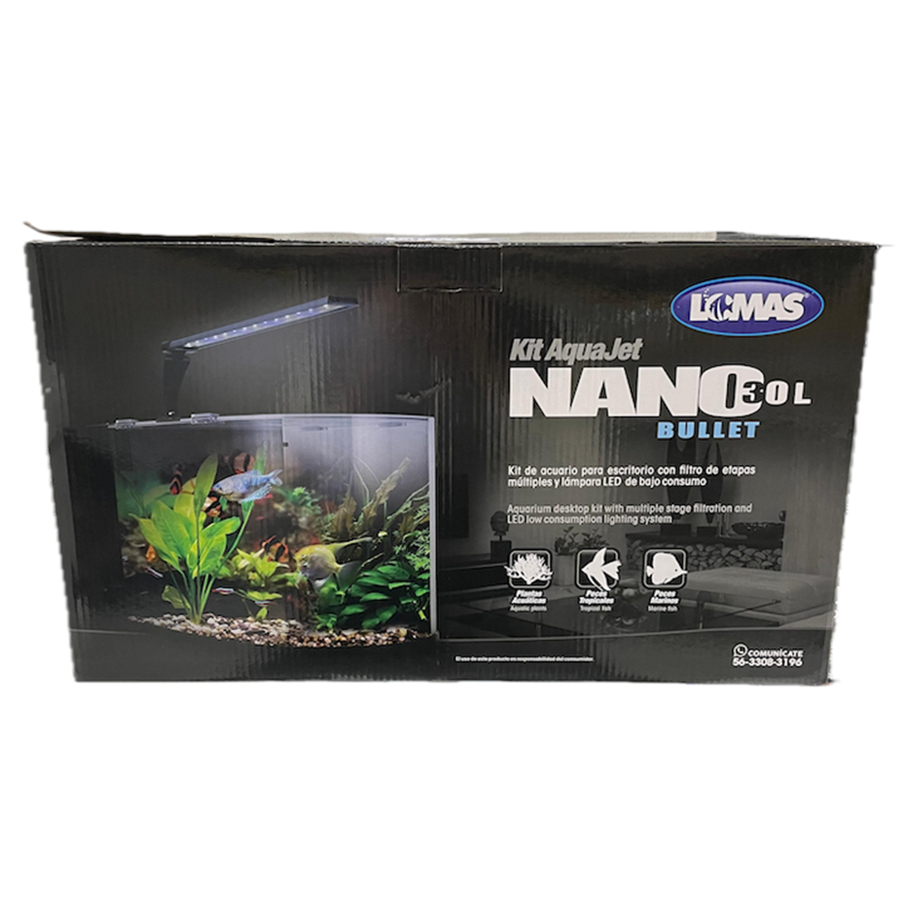 Lomas Bullet Nano 30 Led Aydınlatmalı Nano Akvaryum 30L Siyah -1