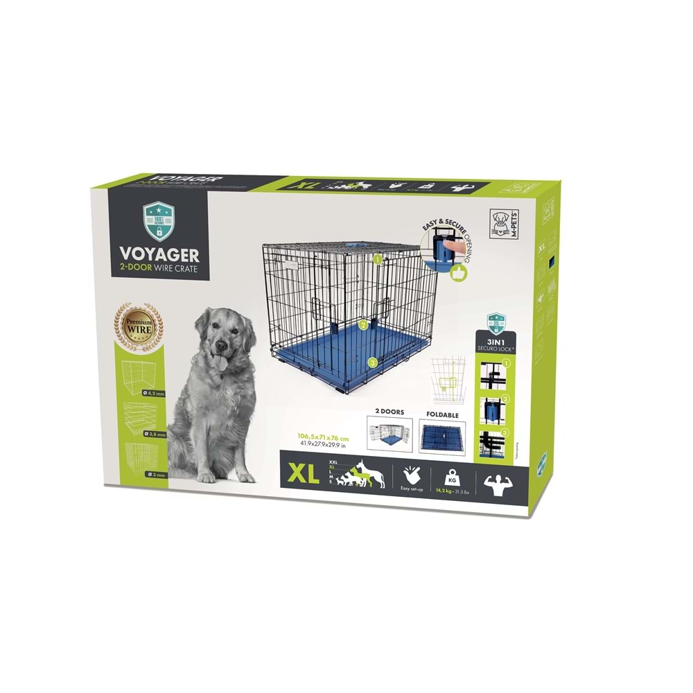 M-Pets Voyager Köpek Kafesi 2 Kapılı (Xl) Mavi 106X71X76Cm brsp-10450817