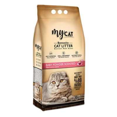 mycat (10 LT) bentonit kedi kumu pudra kokulu ( ince tane )-1