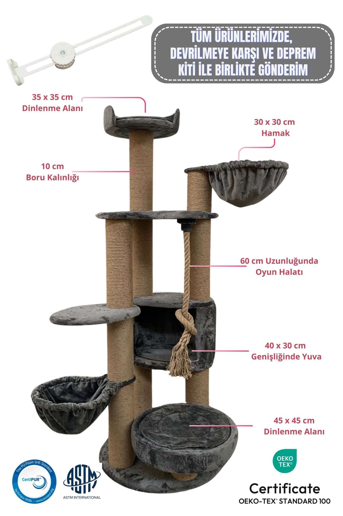 Woolart Paris Kedi Tırmalama Gri