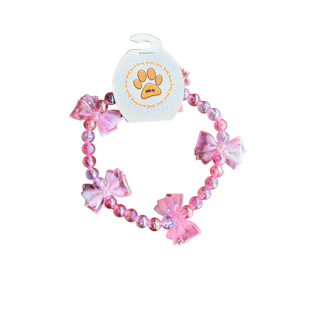 Parlak Pudra Pembe Kurdeleli Kolye S-1