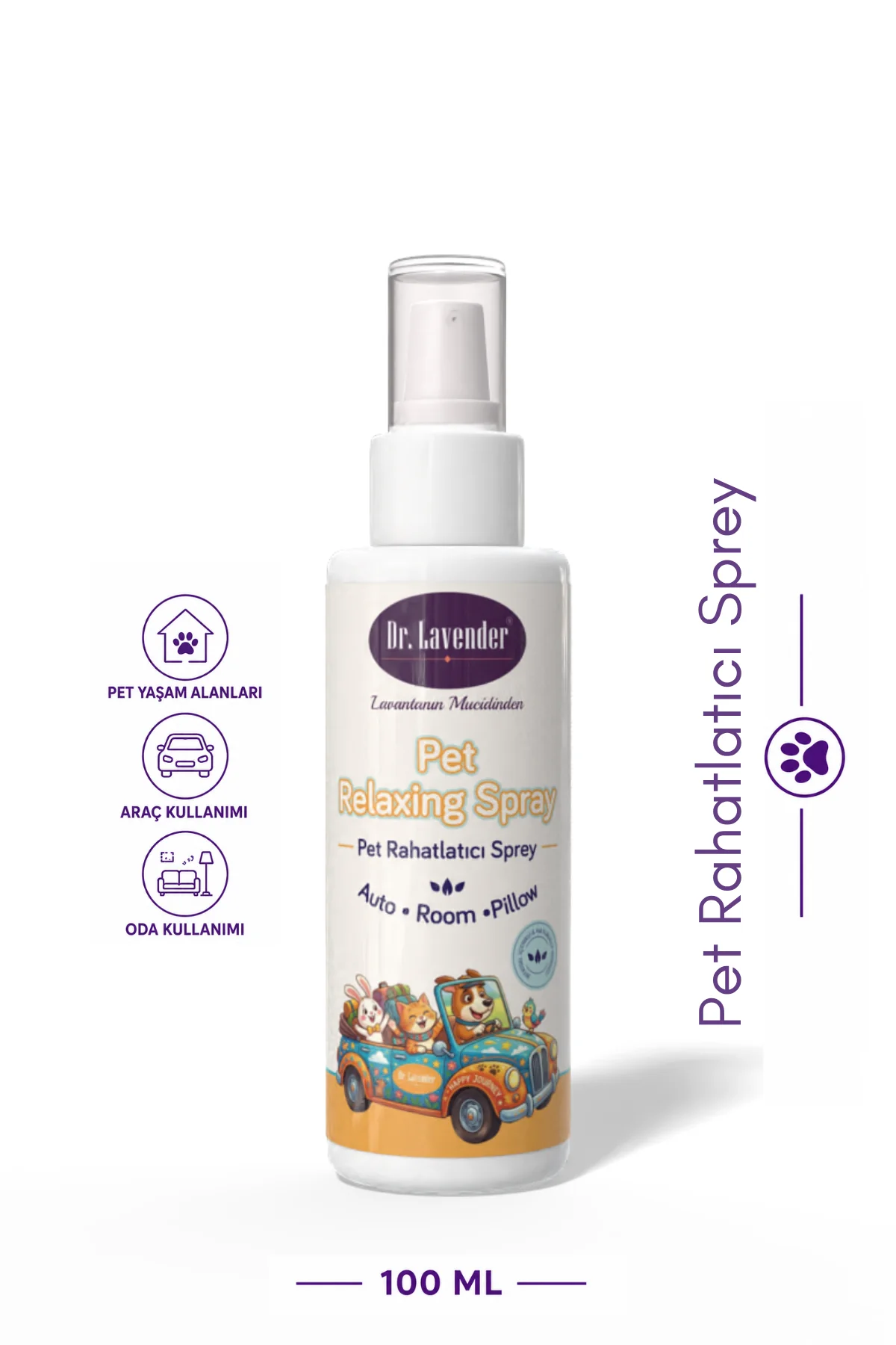 Pet Rahatlatıcı Sprey Lavanta Yağlı Ortam Spreyi 100 ml | Araç, Oda ve Pet Yaşam Alanları İçin-1