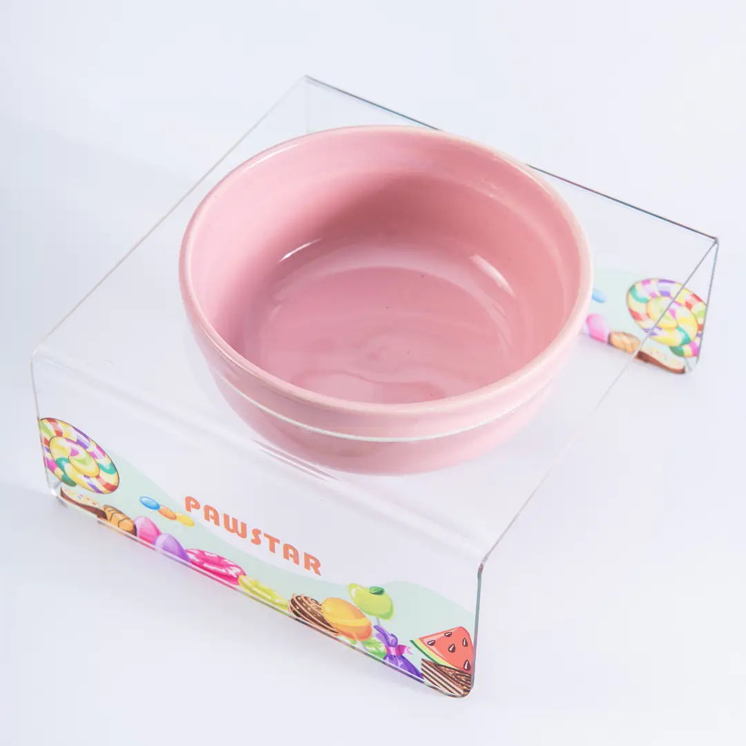 PMK023 Candy-Tekli Seramik-Pleksi Mama ve Su Kabı-1