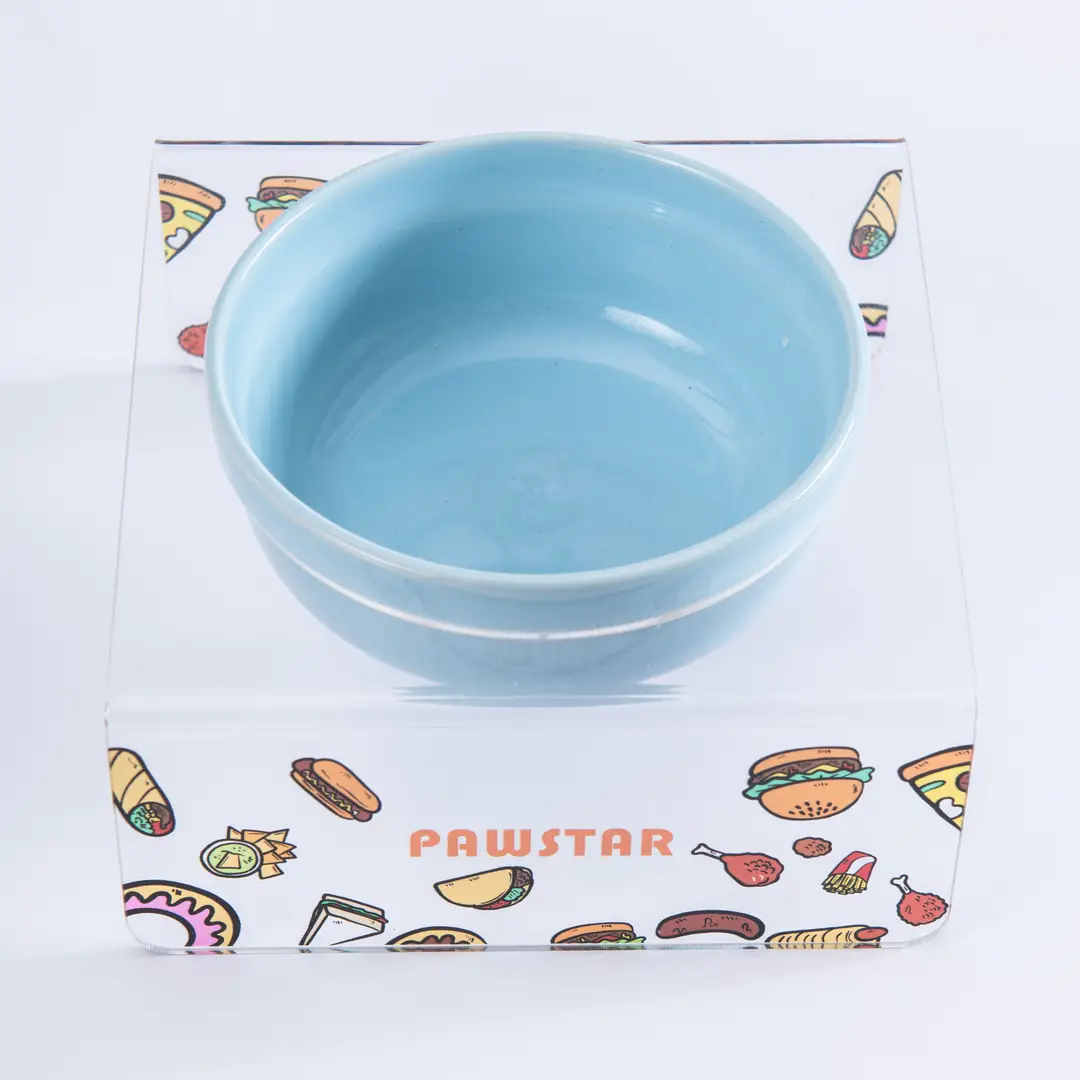 PMK025 Fast Food-Tekli Seramik-Pleksi Mama ve Su Kabı-2