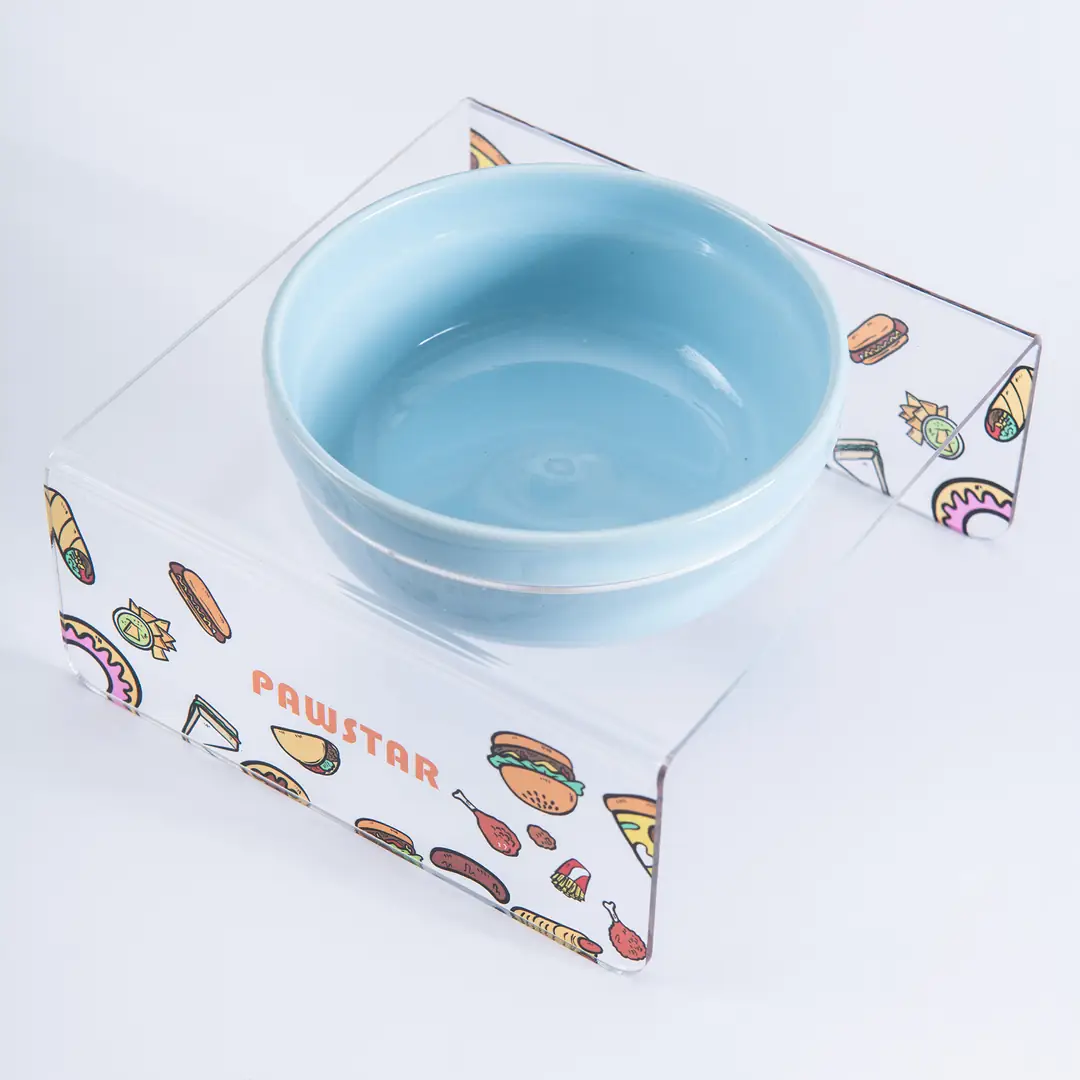 PMK025 Fast Food-Tekli Seramik-Pleksi Mama ve Su Kabı-3