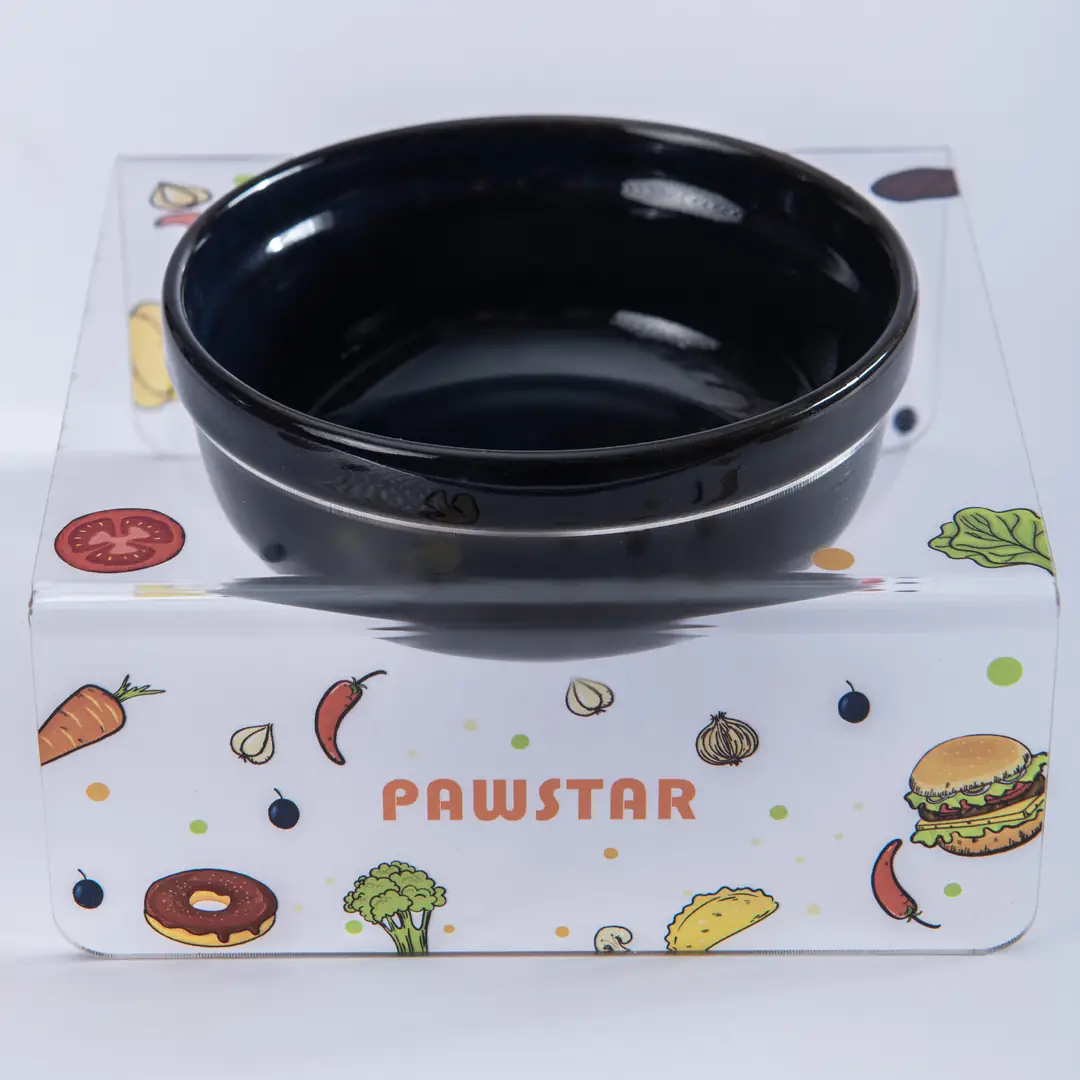 PMK026 Pizza & Vege-Tekli Seramik-Pleksi Mama ve Su Kabı-1
