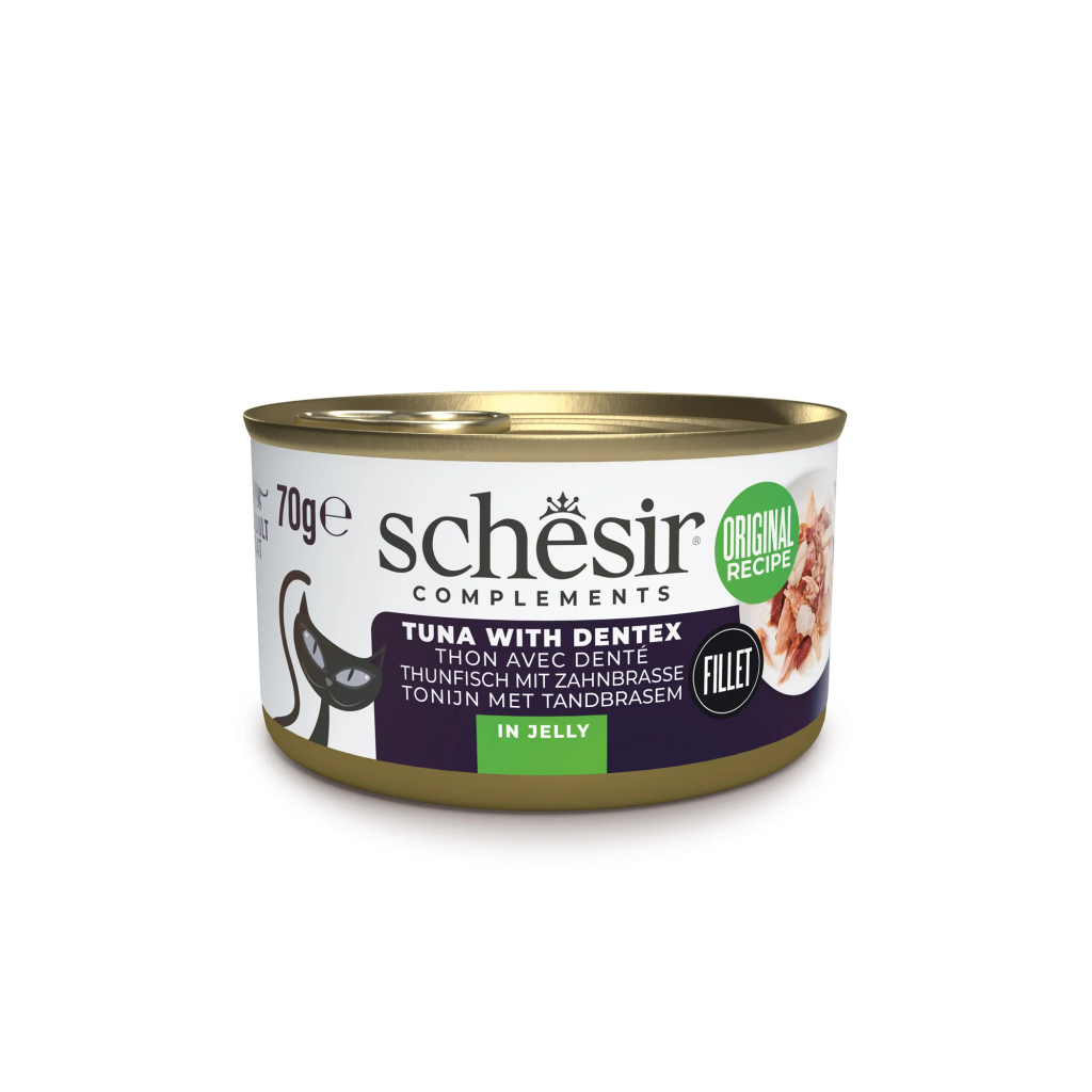 Schesir Tamamlayıcı Ton ve Sinarit Balıklı Jöle İçinde Kedi Konservesi 70g-1