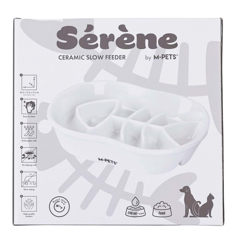 Serene Fish Seramik Yavaş Yeme Mama Kabı 240ml White 60532201-3