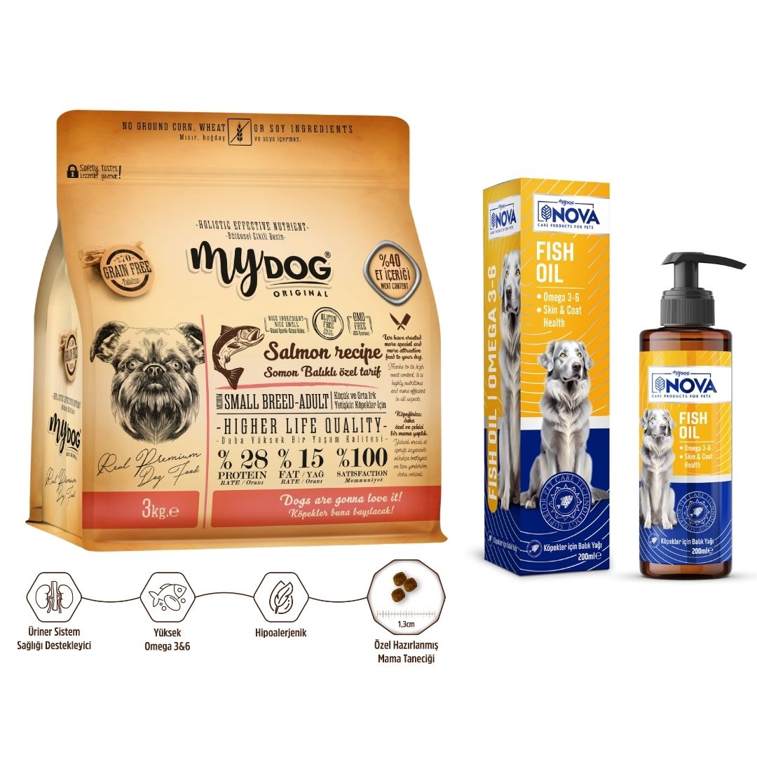 Somon Balıklı Küçük ve Orta Irk Köpekler İçin Besleyici İkili Paketi-1