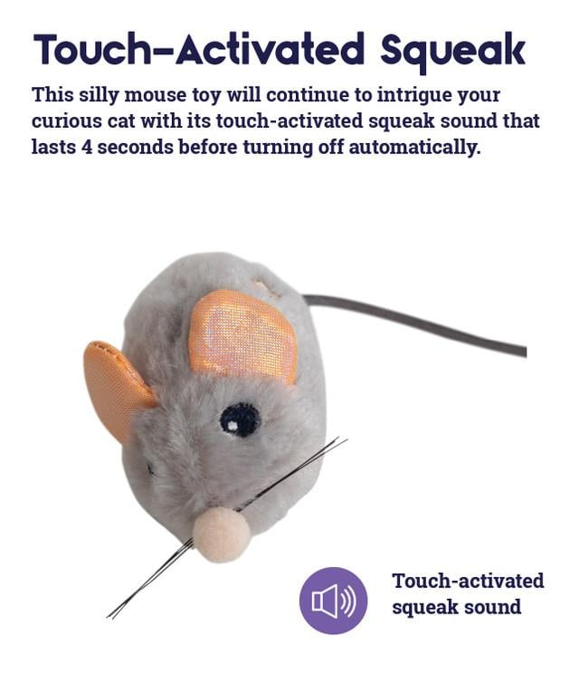 Squeak Mouse Plush Kedi Oyuncağı - Gri BRSP-70377M-2