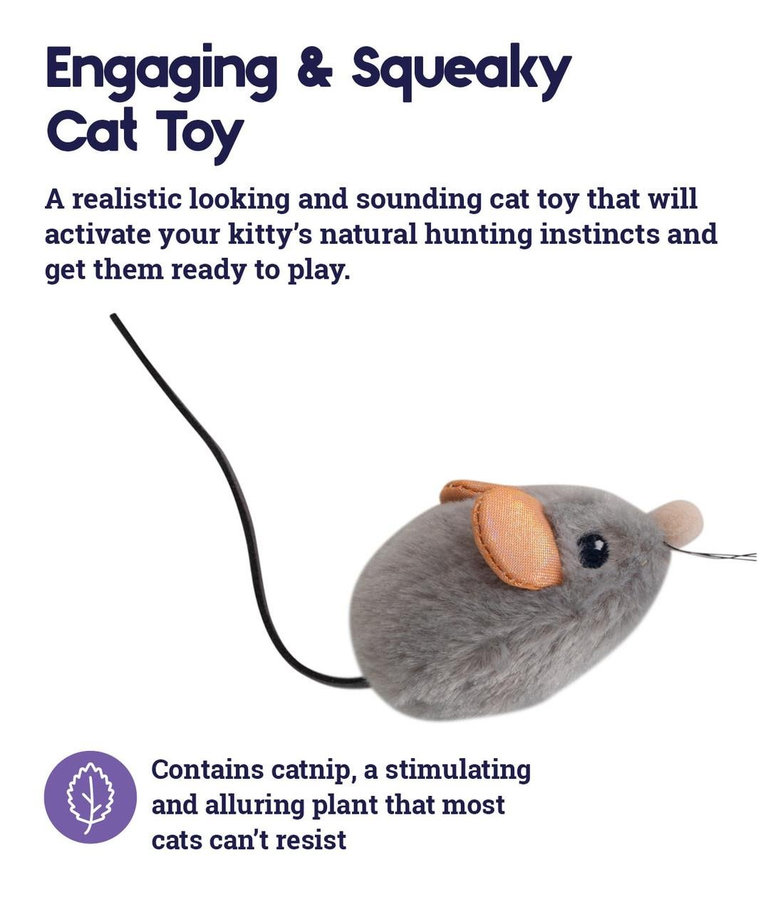 Squeak Mouse Plush Kedi Oyuncağı - Gri BRSP-70377M-3