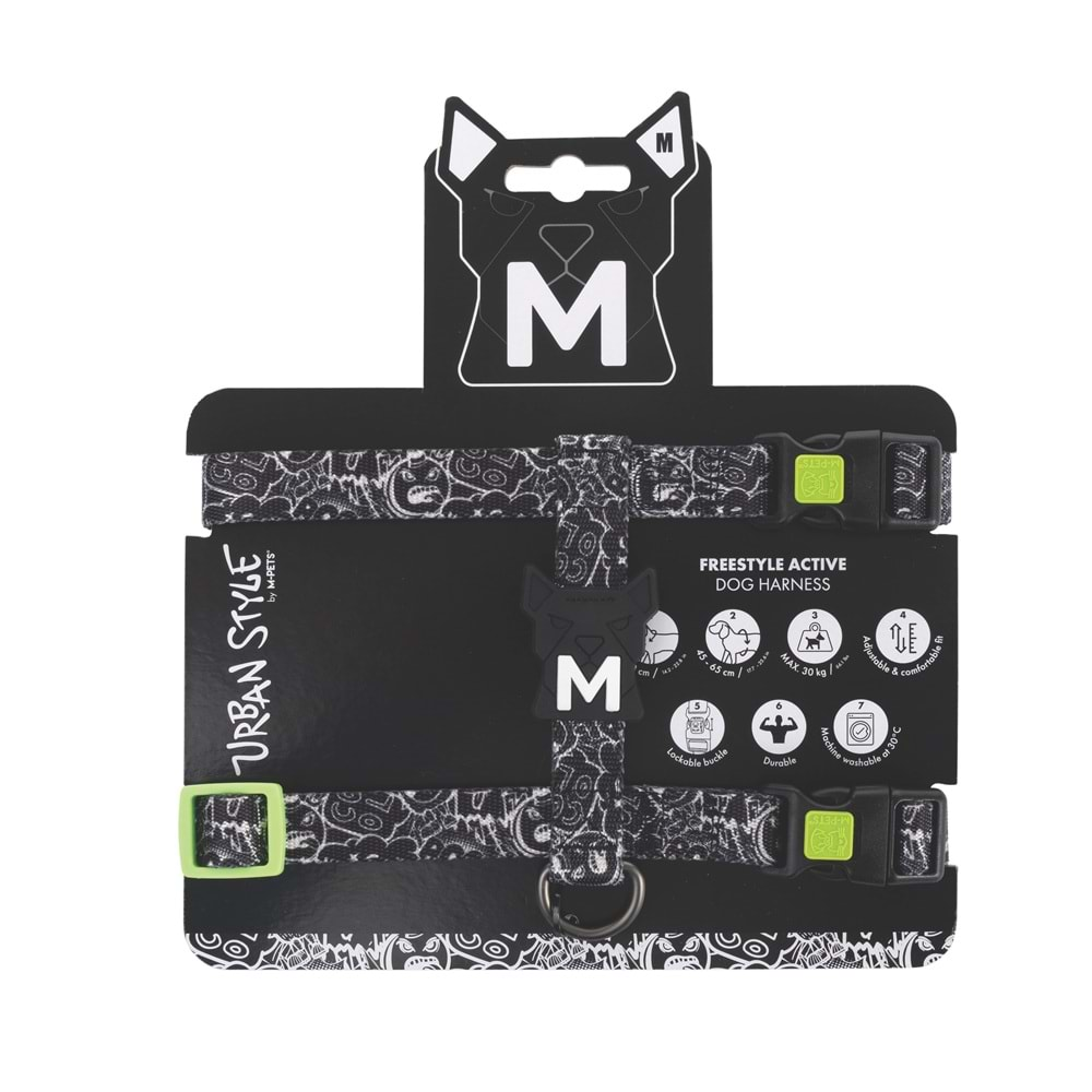 URBAN STYLE BLACK/WHİTE ACTİVE KÖPEK GÖĞÜS TASMASI (M)-3